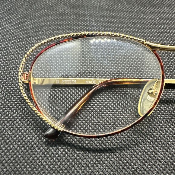 Vintage FENDI 80's Designer Gold Monogram Eyeglass Frame Mod FV 173 DEMO LENSES - Picture 2 of 15
